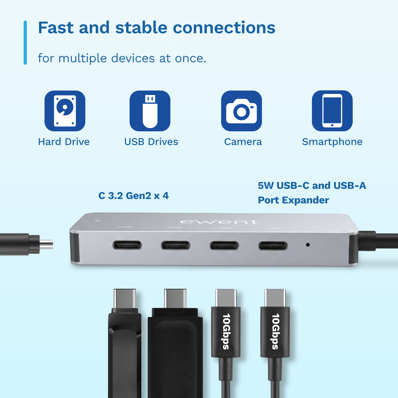 Ewent EW1151 interface hub USB Type-C 10000 Mbit/s Grey – image 5