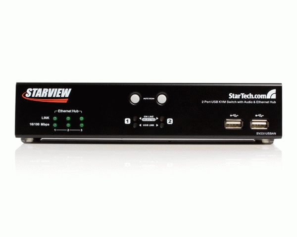 StarTech.com 2 Port USB KVM Switch Audio & Ethernet Hub – image 2