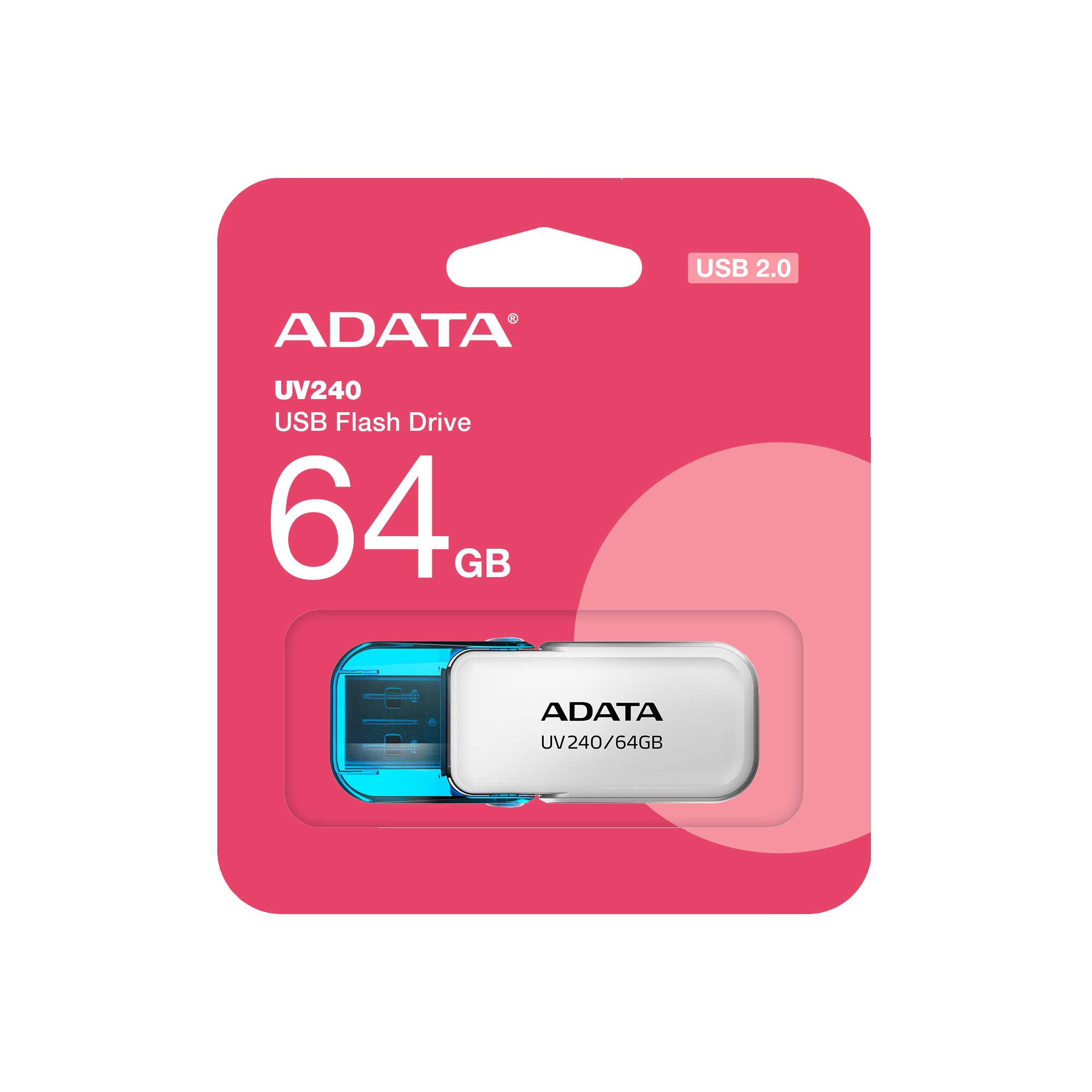 Memoria USB ADATA UV240 - 64GB - USB 2.0 - Blanco - AUV240-64G-RWH
