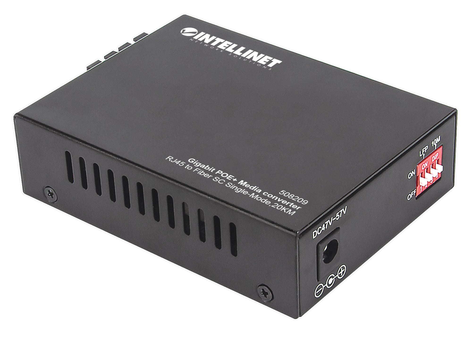 Intellinet Gigabit PoE+ Media Converter, 1000Base-T RJ45 Port to 1000Base-LX (SC) Single-Mode, 20 km (12.4 mi.), PoE+ Injector – image 6