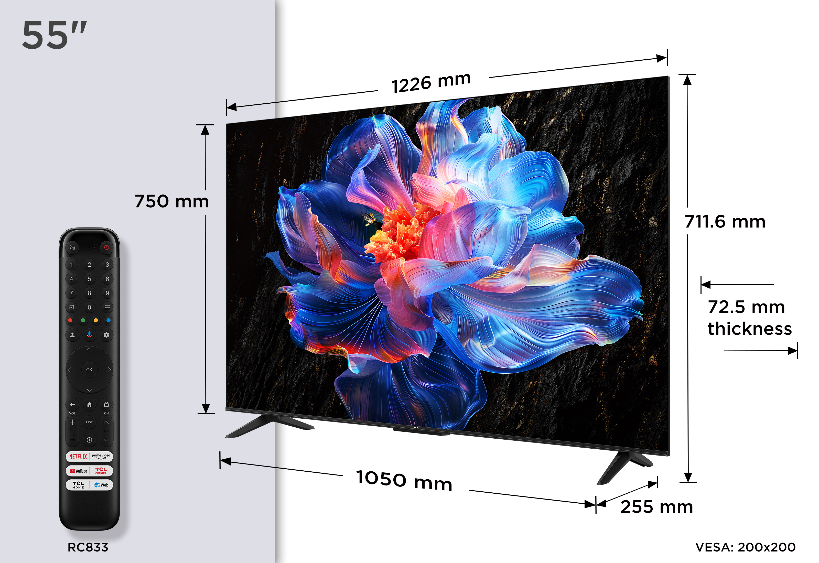 TCL 55P6K TV LED 55 (139 cm) 4K UHD 3840x2160 HDR10 Google TV 3xHDMI 2.1 WiFi — photo 1
