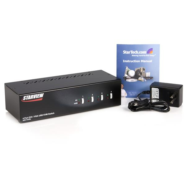 StarTech.com 4 Port DVI VGA Dual Monitor KVM Switch USB with Audio & USB 2.0 Hub – image 4