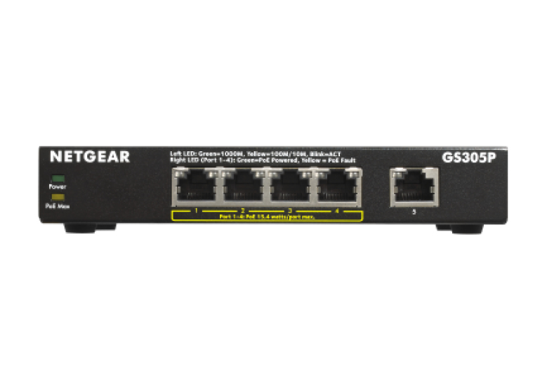 NETGEAR GS305Pv2 Unmanaged Gigabit Ethernet (10/100/1000) Power over Ethernet (PoE) Black – image 2