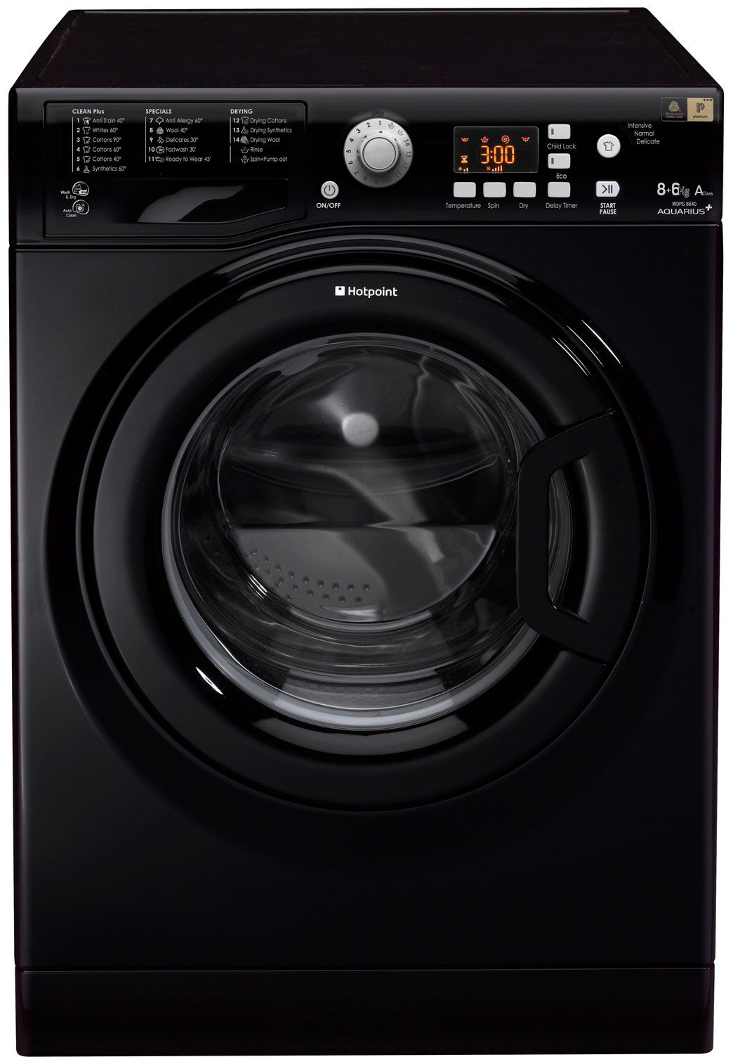 Hotpoint WDPG8640K washer dryer Freestanding Front-load Black