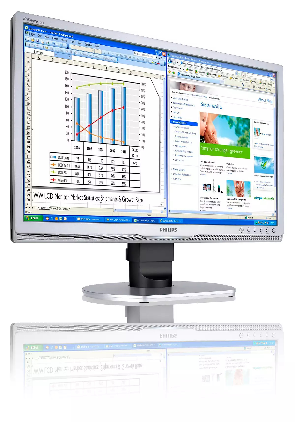 Philips Brilliance LCD monitor with Ergo base, USB, Audio 220B1CS/00 – image 2