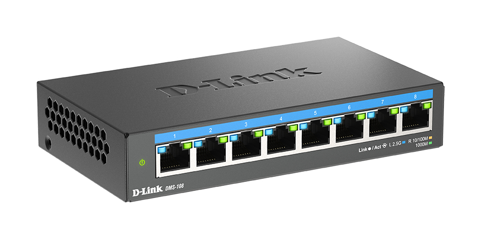 D-Link DMS-108\B switch di rete Non gestito 2.5G Ethernet (100/1000/2500)