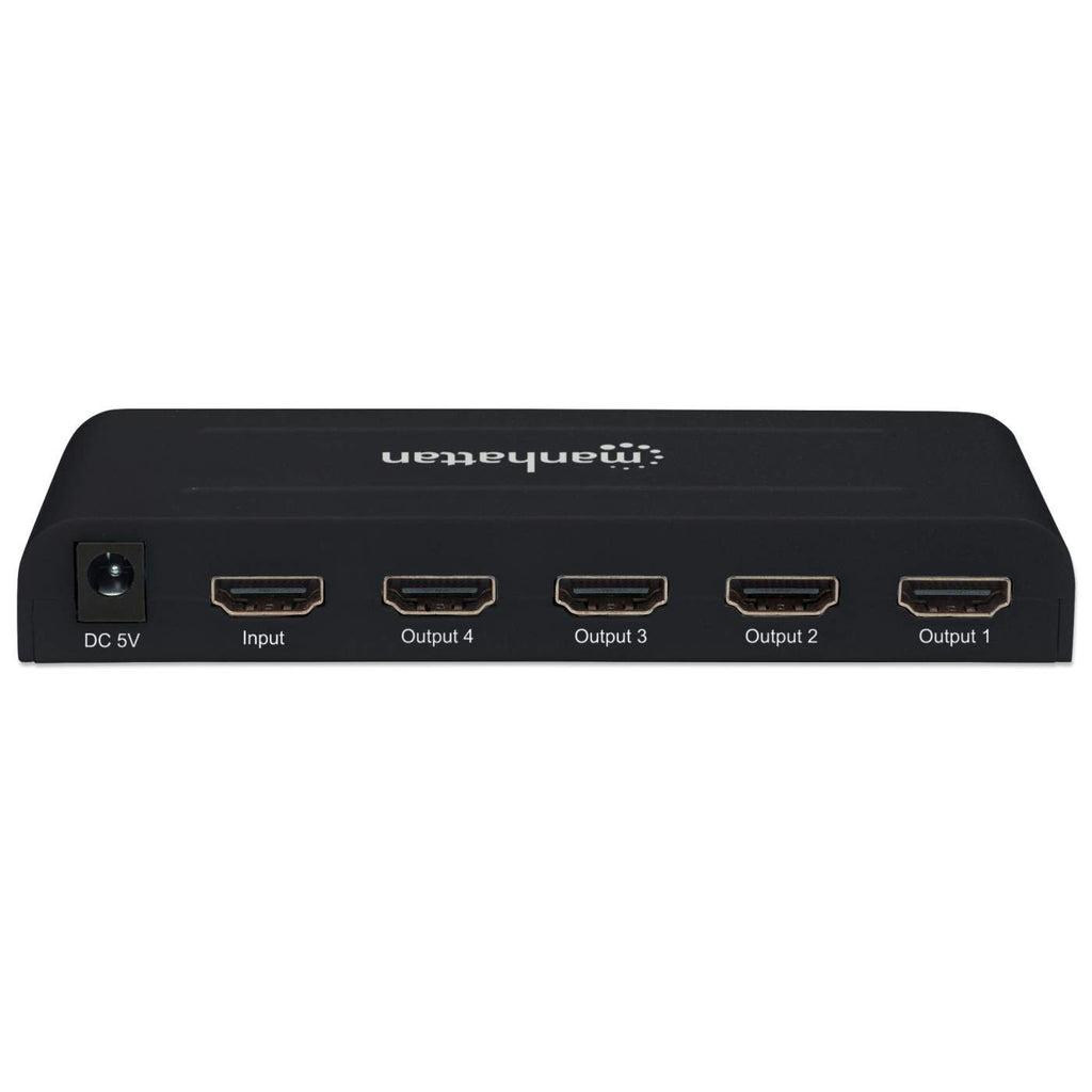 Manhattan HDMI Splitter, 4-Port, 4K@30Hz, AC Powered, Black, Three Year Warranty, Boxed (With Euro 2-pin plug) – image 6