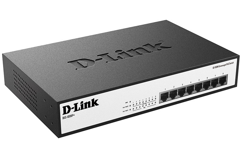 D-Link DES-1008P+ network switch Unmanaged Fast Ethernet (10/100) Power over Ethernet (PoE) Black, White – image 3