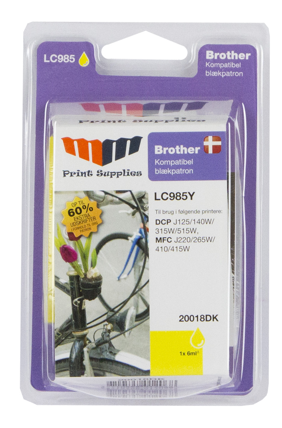 MM Yellow Inkjet Cartridge - Replaces Brother LC985Y - 60% Extra ink compared to OEM
