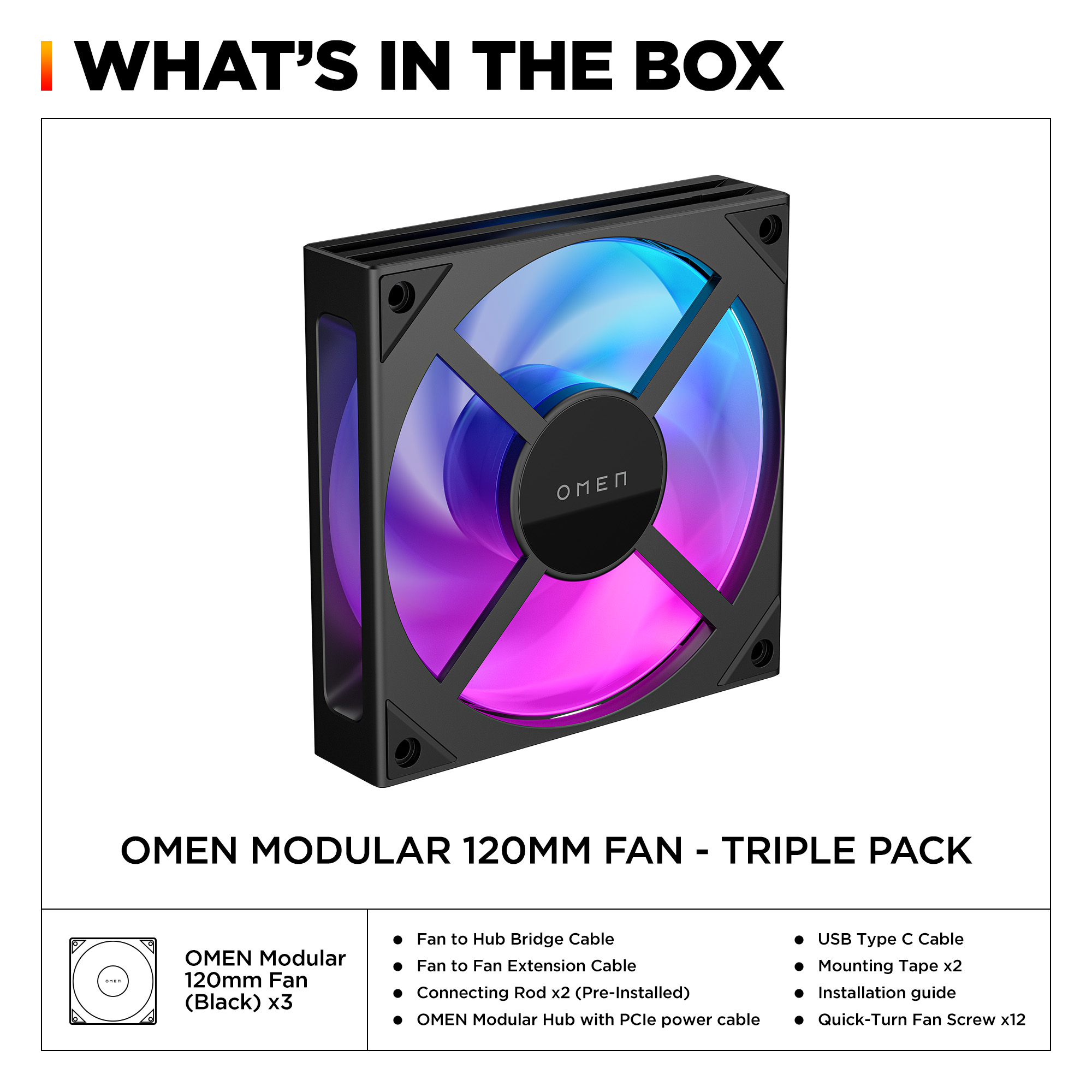 HP OMEN Modular 120mm Fan - Triple Pack Black – image 3