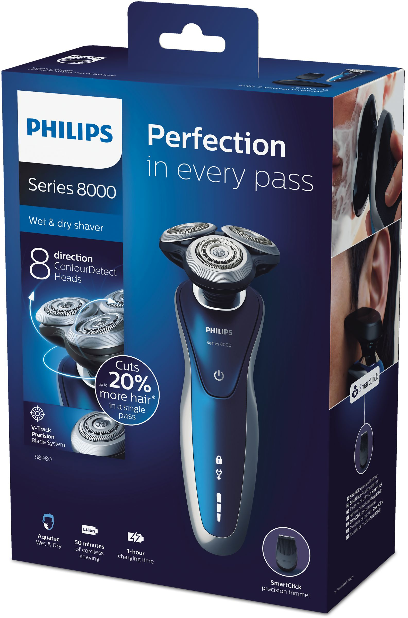 Philips SHAVER Series 9000 S8980/13 men's shaver Rotation shaver Trimmer Navy, Silver