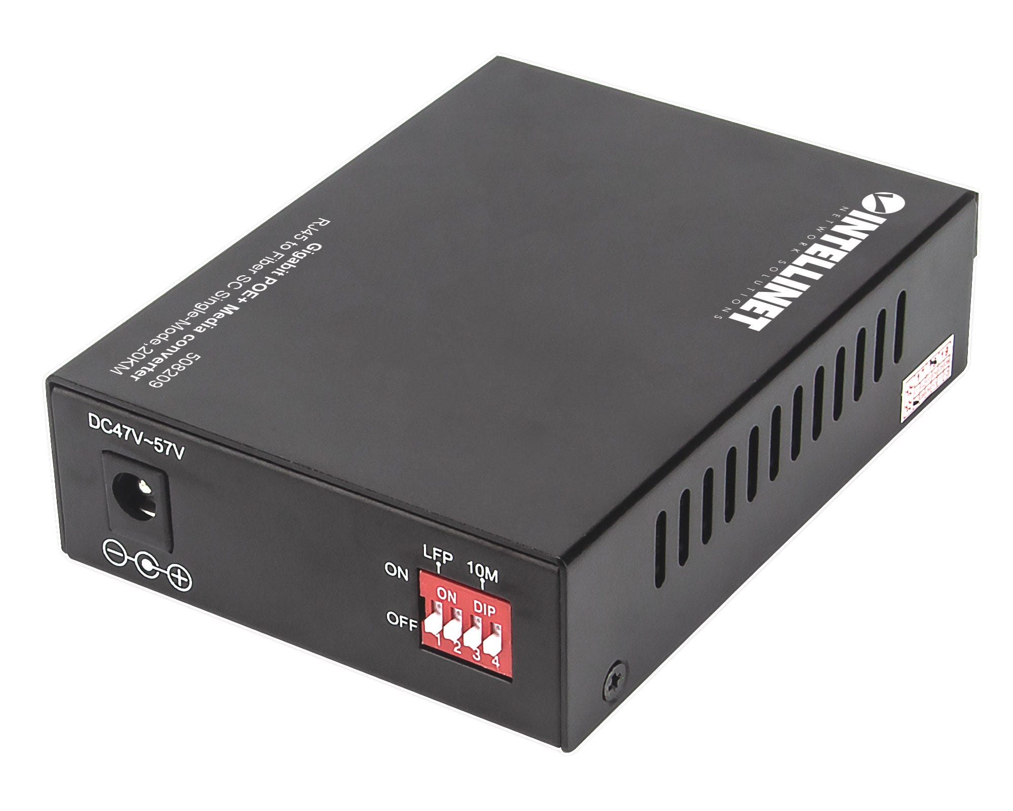 Intellinet Gigabit PoE+ Media Converter, 1000Base-T RJ45 Port to 1000Base-LX (SC) Single-Mode, 20 km (12.4 mi.), PoE+ Injector – image 5