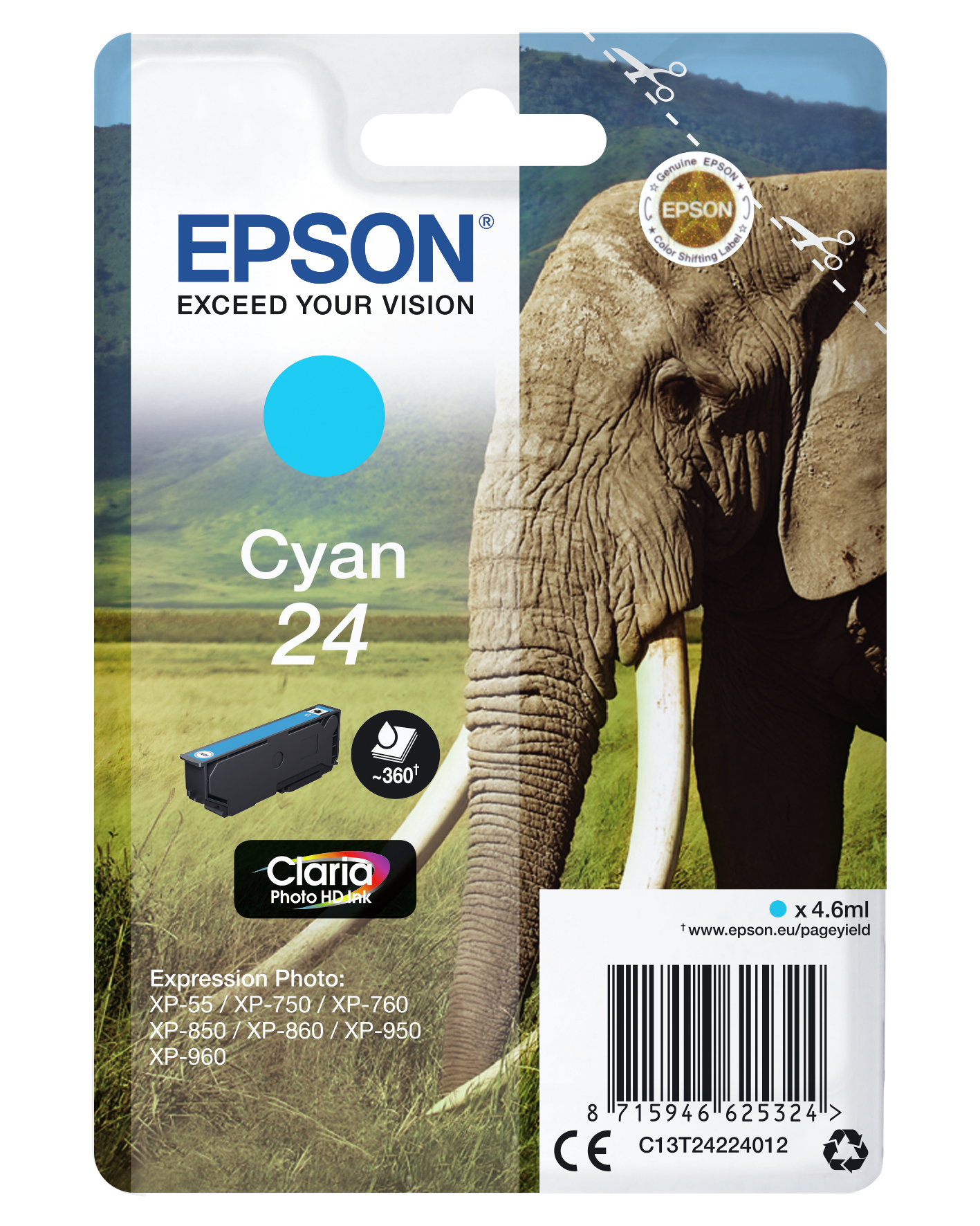 Epson Elephant 24 Claria Photo HD Single Cyan Ink – image 9