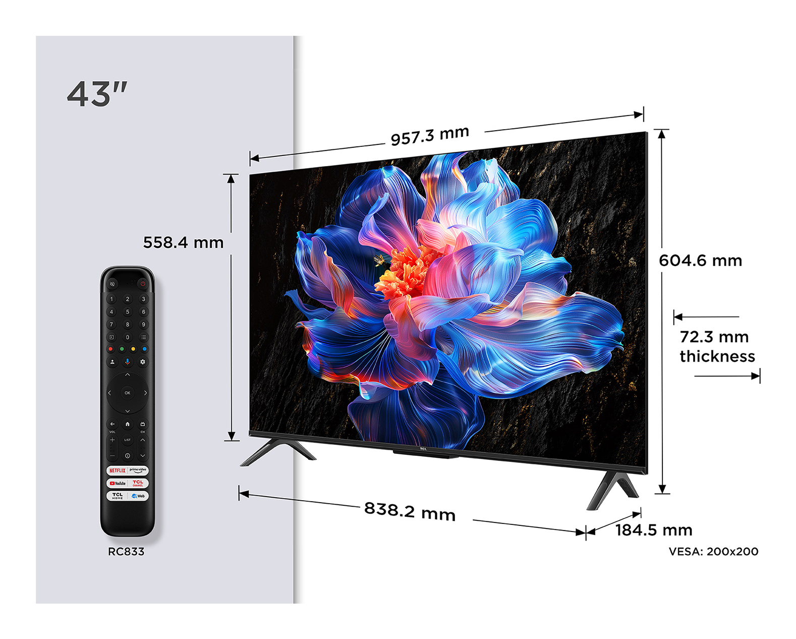 TCL 43P6K TV LED 43 (109 cm) 4K UHD 3840x2160 HDR10 Google TV 3xHDMI 2.1 WiFi — photo 1