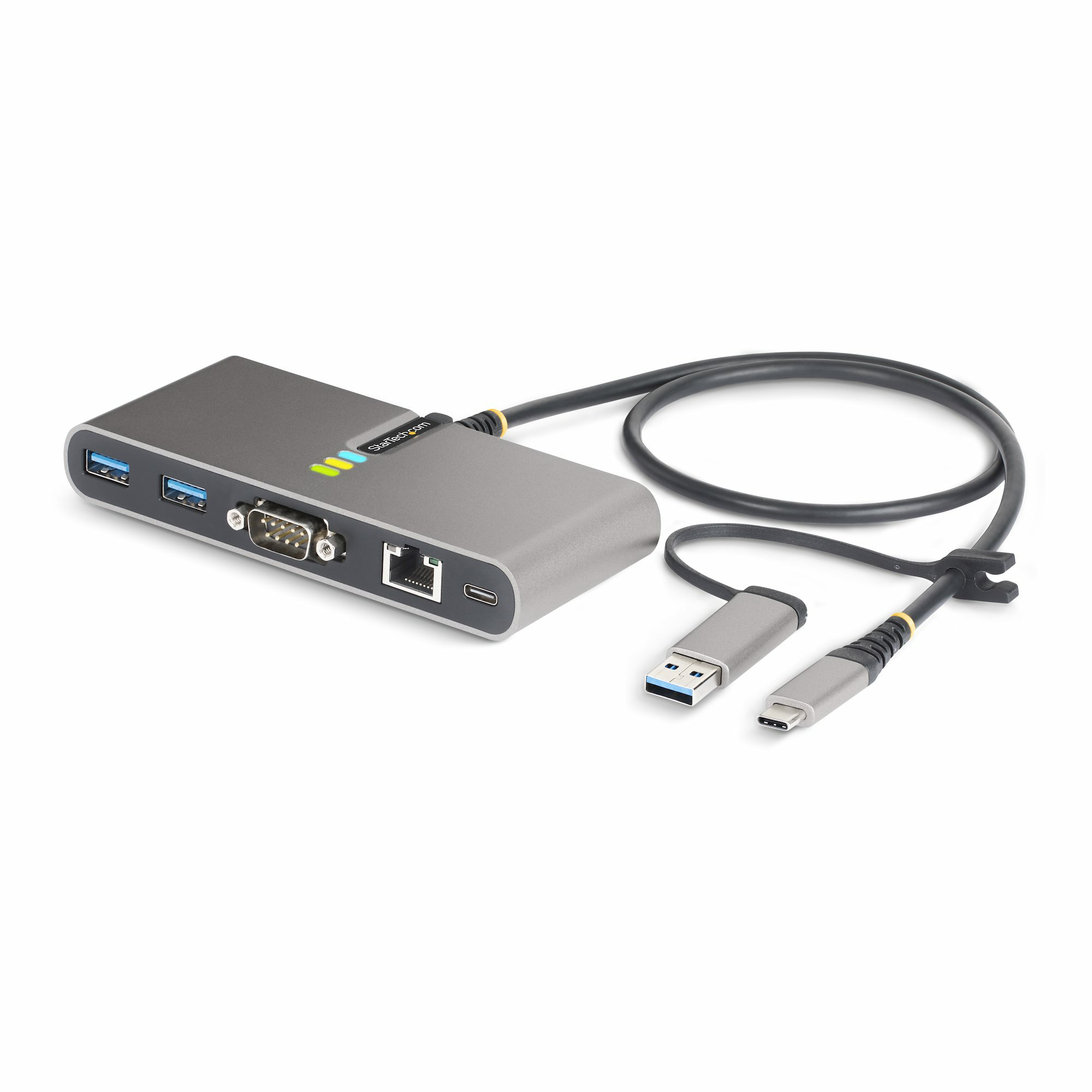 StarTech.com 2-Port USB-C/USB-A Hub with GbE and RS232 Serial, 2x USB-A - Hub - 2 x USB 3.2 Gen 1 - desktop