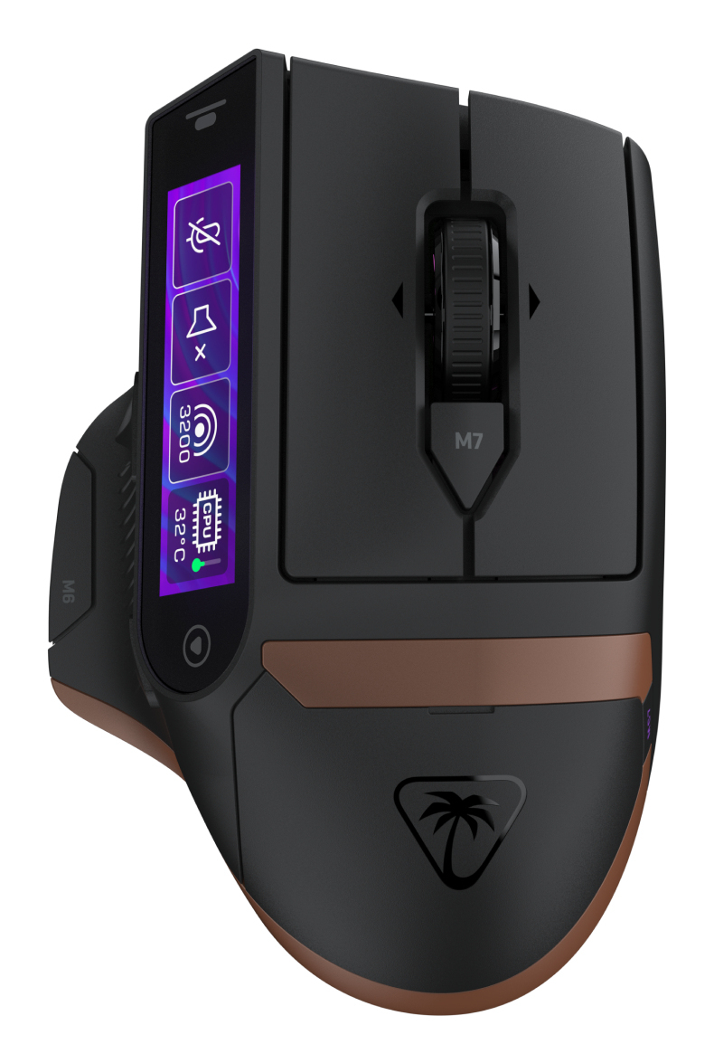 Turtle Beach Command Series MC7 Souris de Gaming sans Fil avec écran Tactile intégré Command Display, capteur Optique Owl Eye 30K DPI, connectivité Tri Mode et Station de Charge