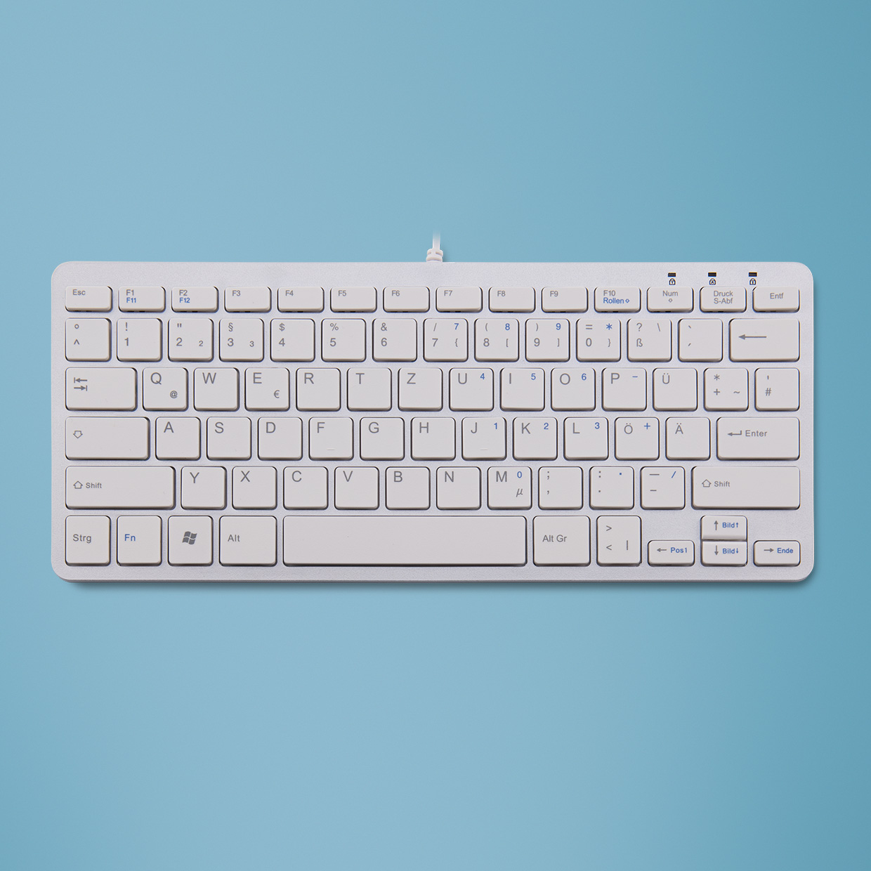 R-Go Tools Ergonomic keyboard R-Go Compact, compact keyboard, flat design, QWERTZ (DE), wired, white