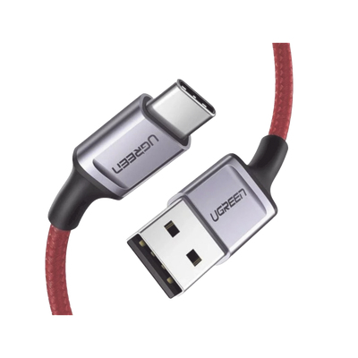 Cable USB-A a USB-C 1 Metro Carga Rápida QC 4.0/3.0/2.0 FPC AFC Protección Integrada 480 Mbps Caja de Aluminio Nylon Trenzado Color Rojo Ampliamente Sugerido para Carga Rápida HUAWEI. 20527 - Ugreen