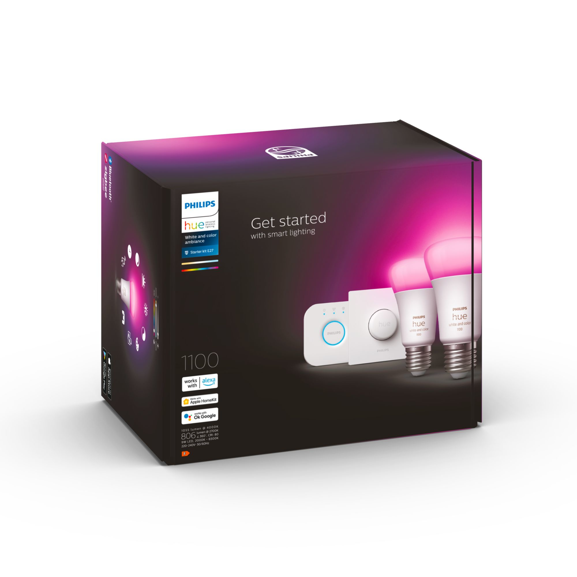 Philips by Signify Philips Hue White and colour ambience Starter kit: 2 E27 smart bulbs (1100) + smart button – image 4