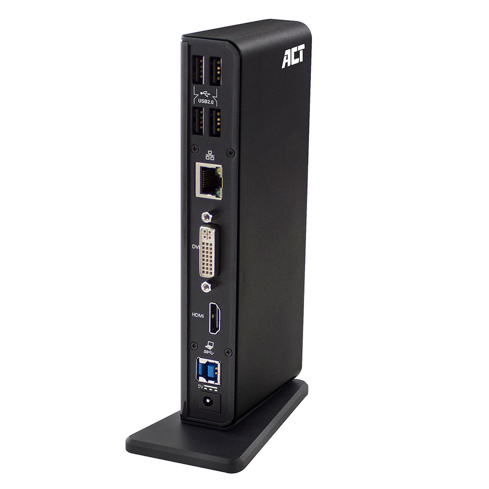 ACT AC6150 USB Dual Docking station, with HDMI, DVI, 2x USB 3.2 Gen 1 (USB 3.0) , 4x USB 2.0, Ethernet and – image 1