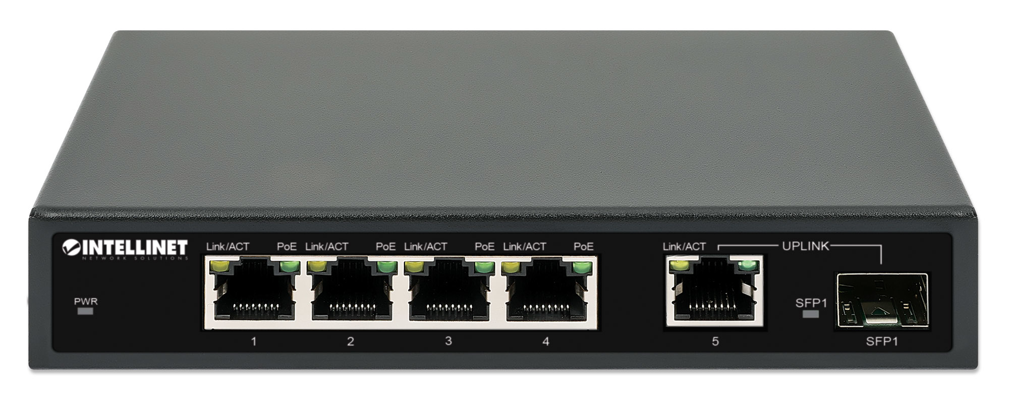 INTELLINET 5-Port Gigabit PoE+ Switch 1SFP91W