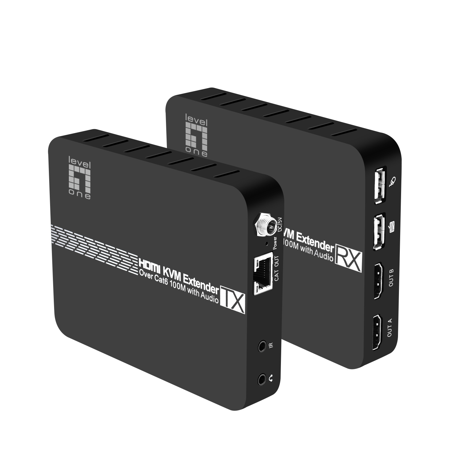 LevelOne HDMI over Cat.5/6 Extender kit 4K,100 Meter, USB extension – image 1