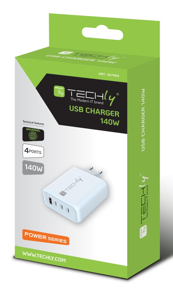 Techly IPW-PD140W-WH mobile device charger Power bank, Smartphone, Tablet, Universal White AC Fast charging Indoor – image 2