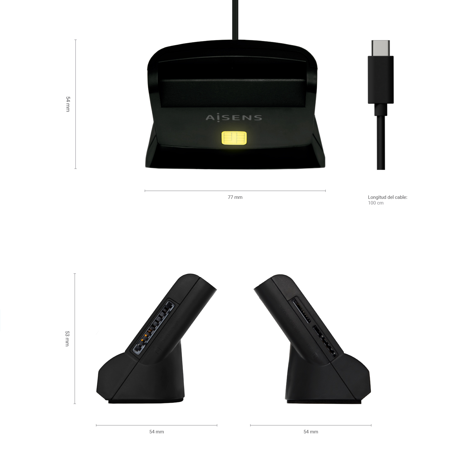 AISENS ASCR-SN04CSD-BK access control reader USB access control reader Black – image 4