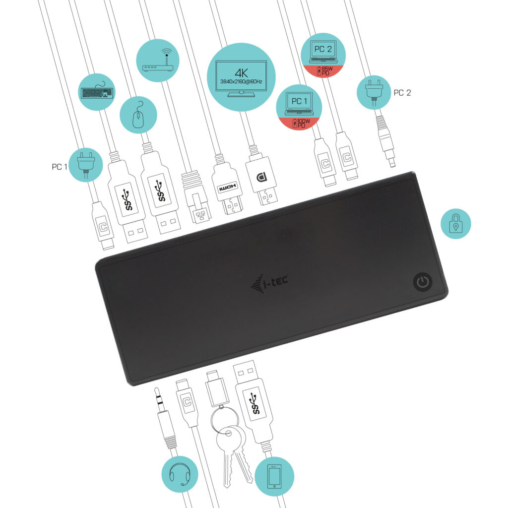 i-tec USB-C/Thunderbolt KVM Docking station Dual Display + Power Delivery 65/100W – image 6