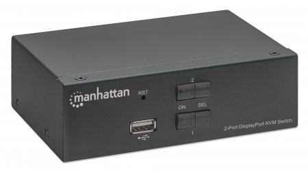 Manhattan DisplayPort 1.2 KVM Switch 2-Port, 4K@60Hz, USB-A/3.5mm Audio/Mic Connections, Cables included, Audio Support, Control 2x computers from one pc/mouse/ – image 2