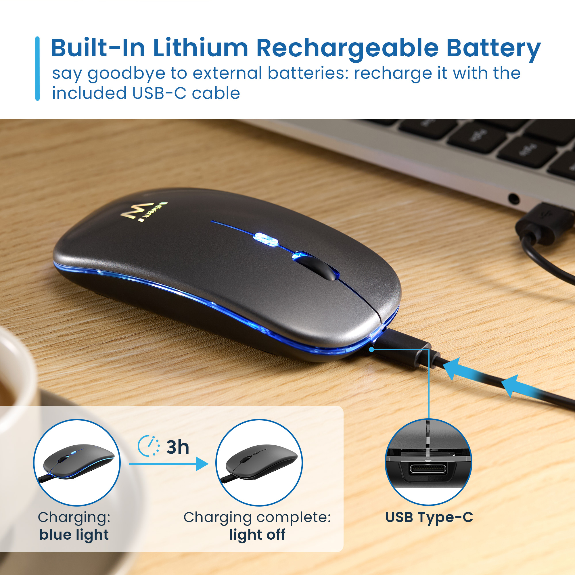 Ewent EW3242 mouse Universal Ambidextrous RF Wireless + Bluetooth Optical 1600 DPI – image 3