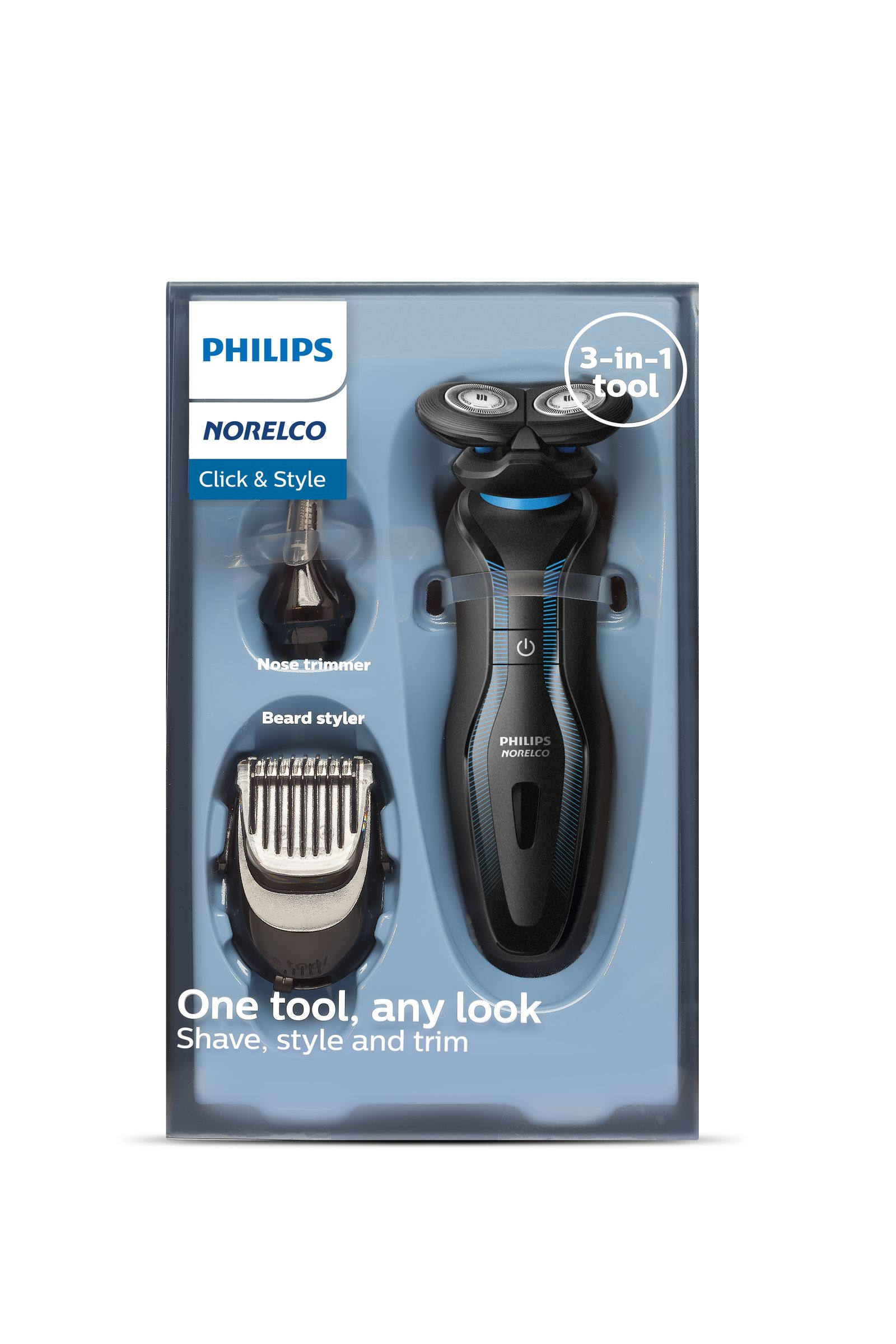 Philips Click & Style S740/80 men's shaver Rotation shaver Trimmer Black, Blue – image 3