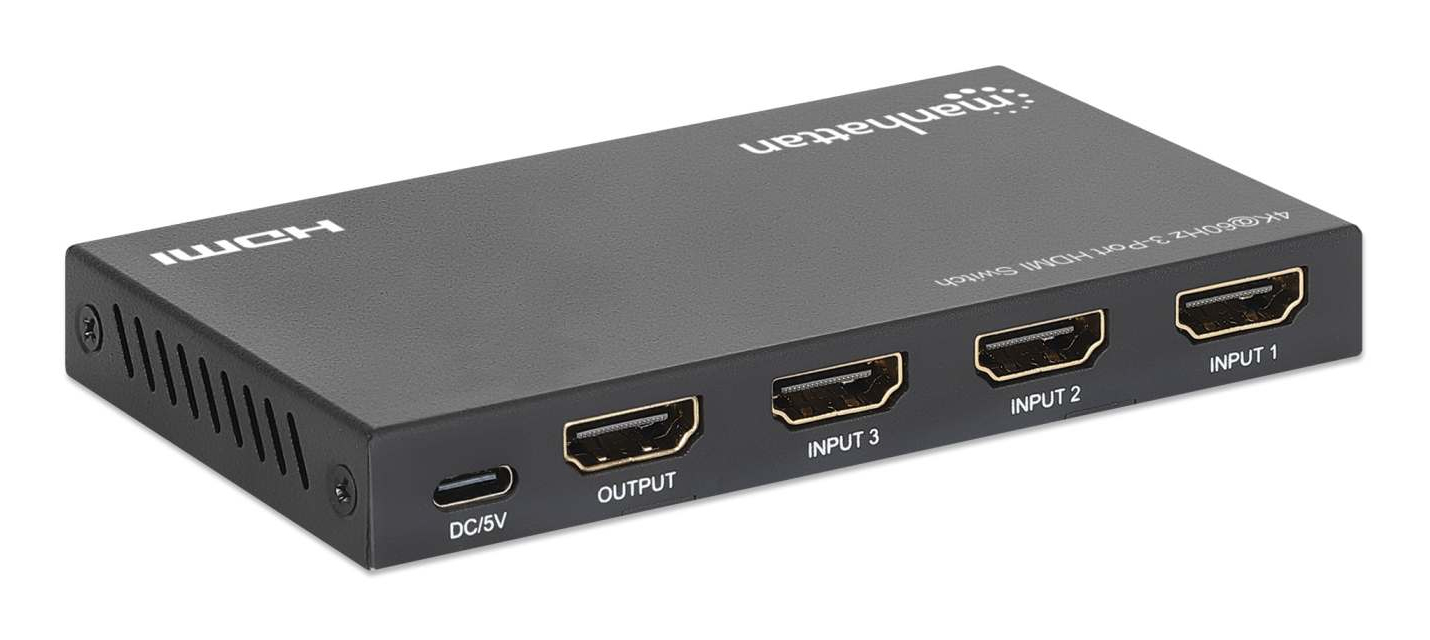 Manhattan 4K@60Hz 3-Port HDMI Switch, Switches Between Three HDMI Inputs on One HDMI Output (3x1) – image 7