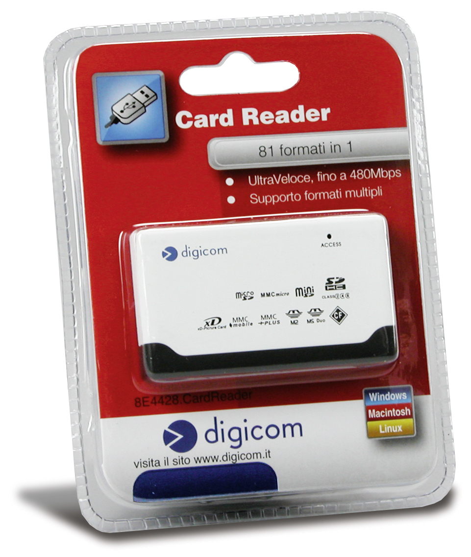 Digicom 8E4428 card reader USB 2.0 Black, White – image 2