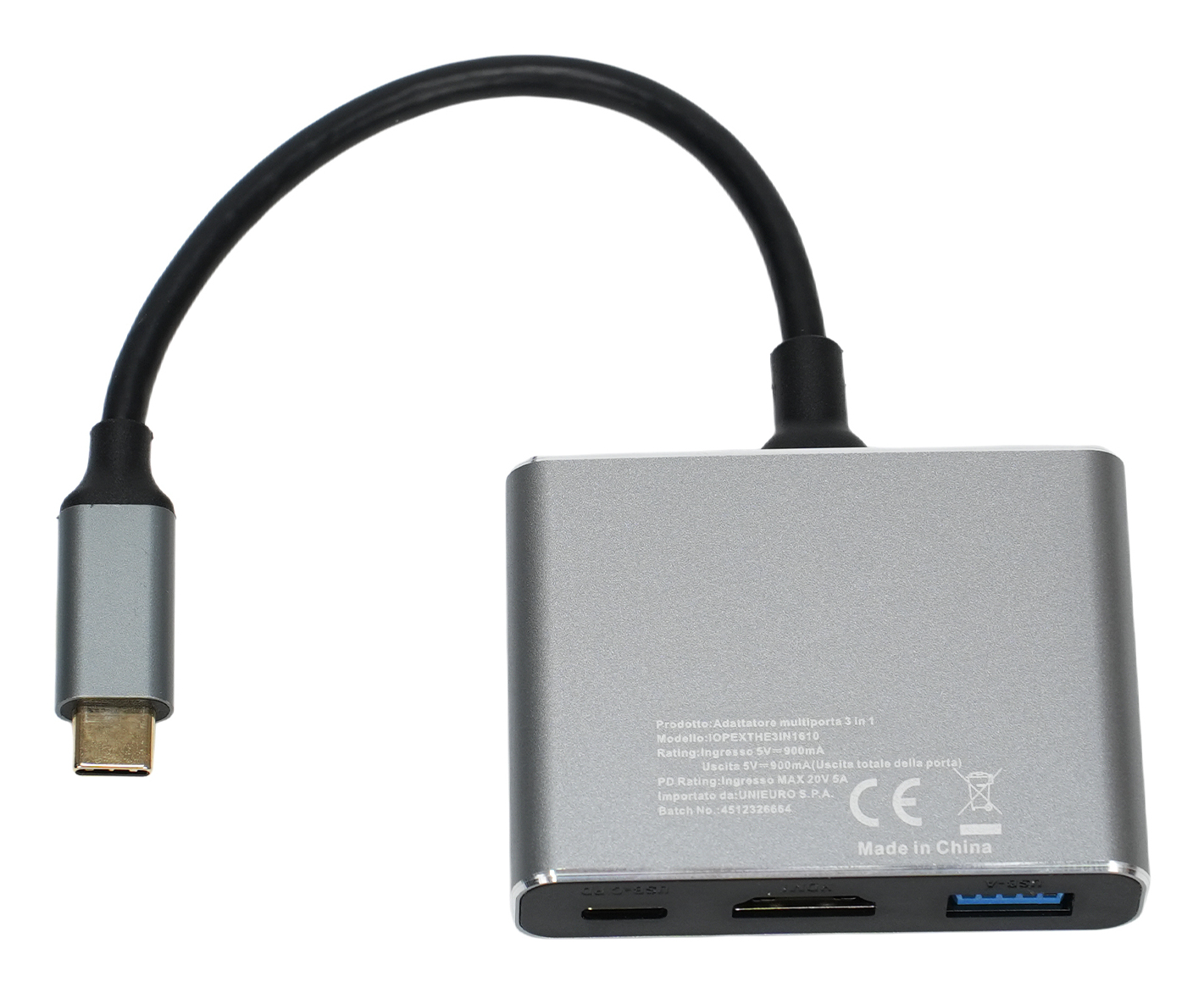 IOPLEE IOPEXTHE3IN1610 interface hub USB Type-C 5000 Mbit/s Grey – image 4