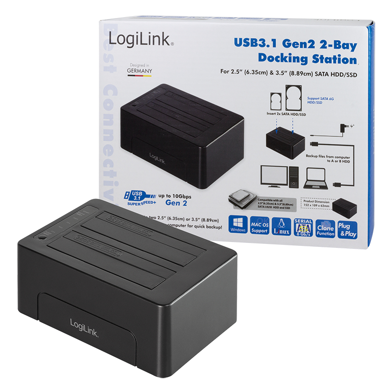 LogiLink QP0028 storage drive docking station USB 3.2 Gen 2 (3.1 Gen 2) Type-C Black – image 3