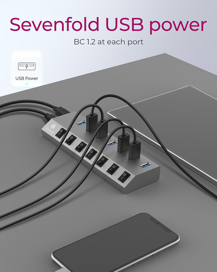 ICY BOX IB-HUB1701-C3 USB 3.2 Gen 1 (3.1 Gen 1) Type-B 5000 Mbit/s Anthracite – image 3