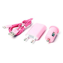 CoreParts MSPP2523 mobile device charger Mobile phone, MP3, Tablet Pink AC, Cigar lighter, USB Auto, Indoor