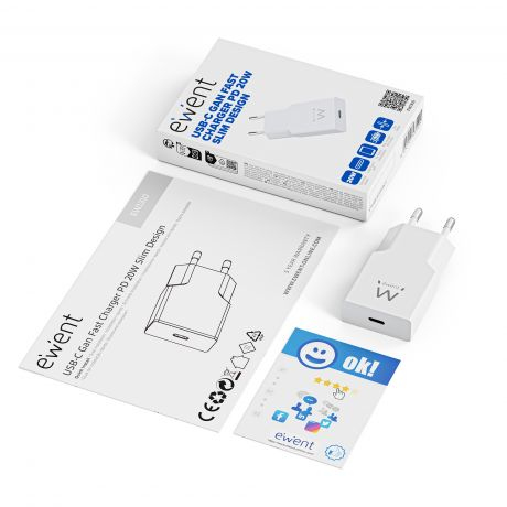 Ewent 20W GaN Fast USB-C PD Charger, Slim Design – image 2