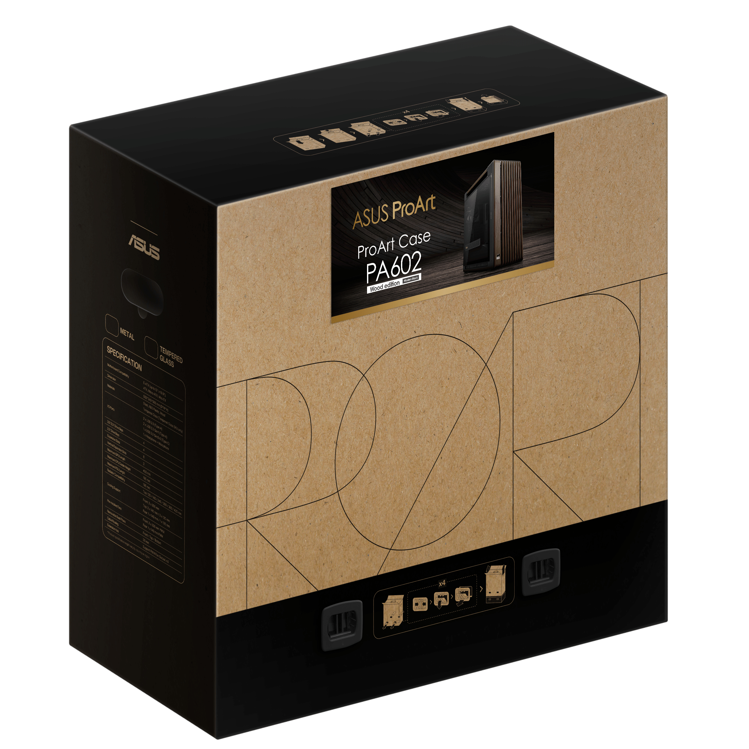 ASUS GEH PROART PA602 WALNUT WOOD TG PWM MODERN BLACK Gehäuse