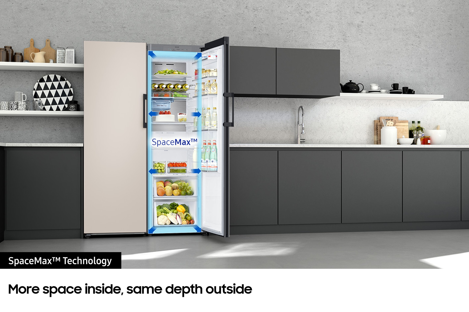 Samsung Bespoke RR39A74A3CE/EU Tall One Door Fridge with SpaceMax™ Technology - Cotta Beige – image 9
