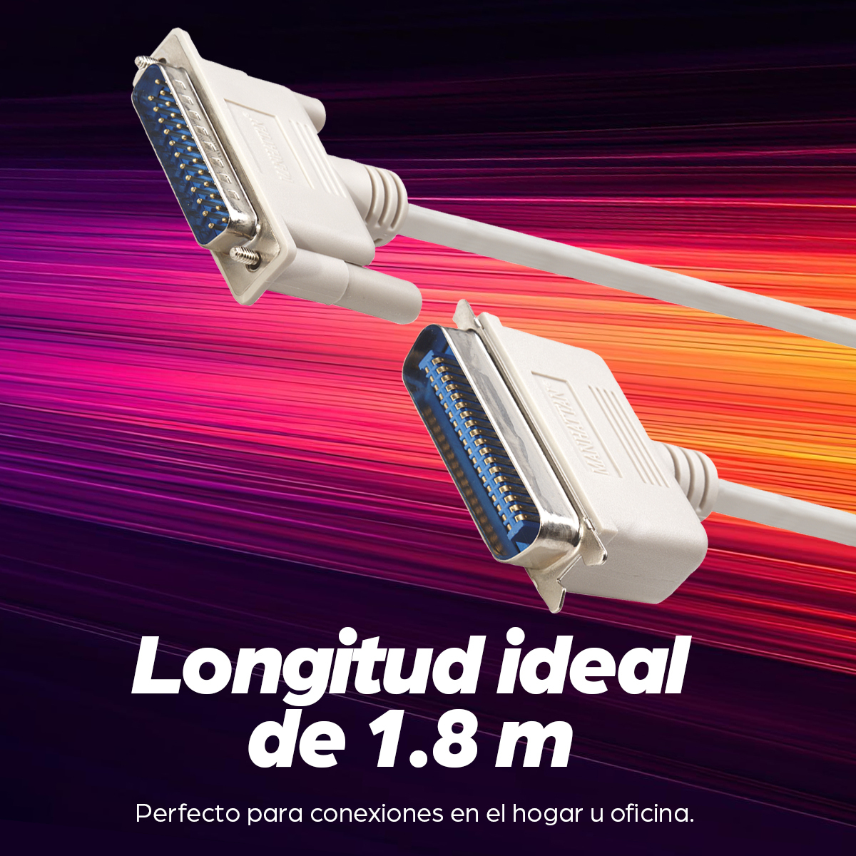 Cable 1.8m Serial DB25 a Centronics 36 Macho - Hembra, Manhattan 303033