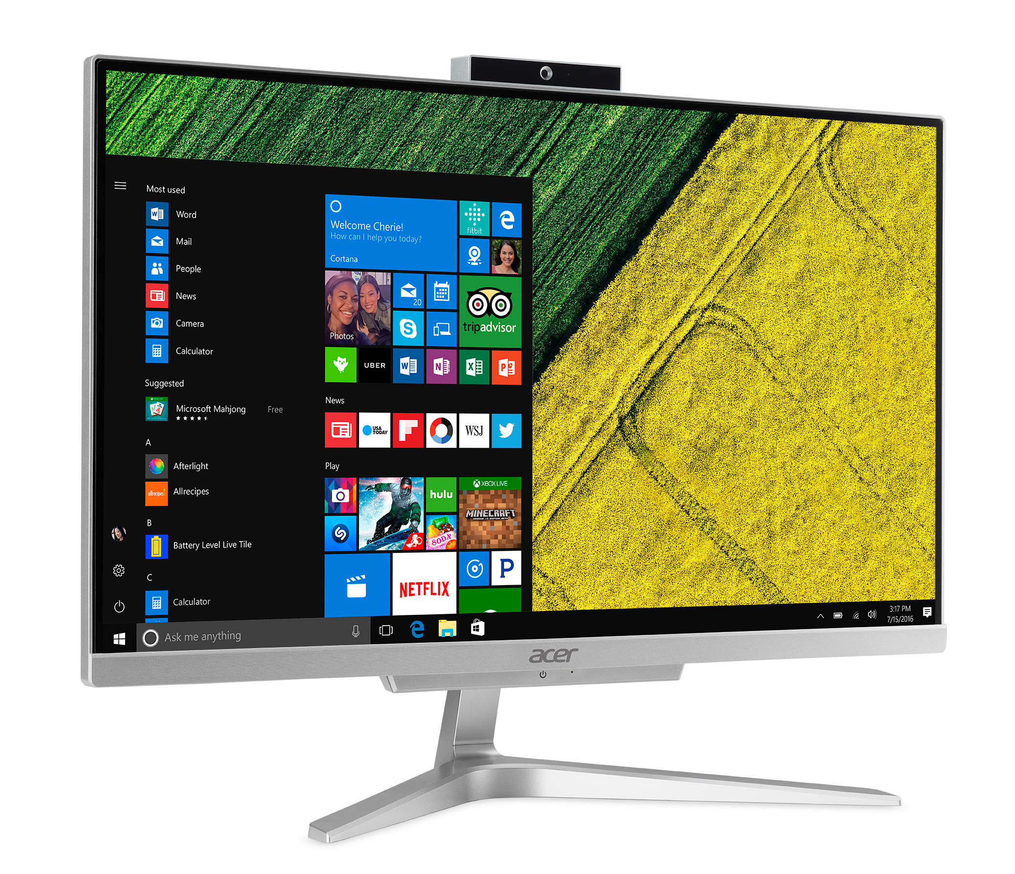 Acer Aspire C22-860 I5804 NL Intel® Pentium® 4405U 54.6 cm (21.5″) 1920 x 1080 pixels All-in-One PC 4 GB DDR4-SDRAM 1 TB HDD Windows 10 Home Silver image 3