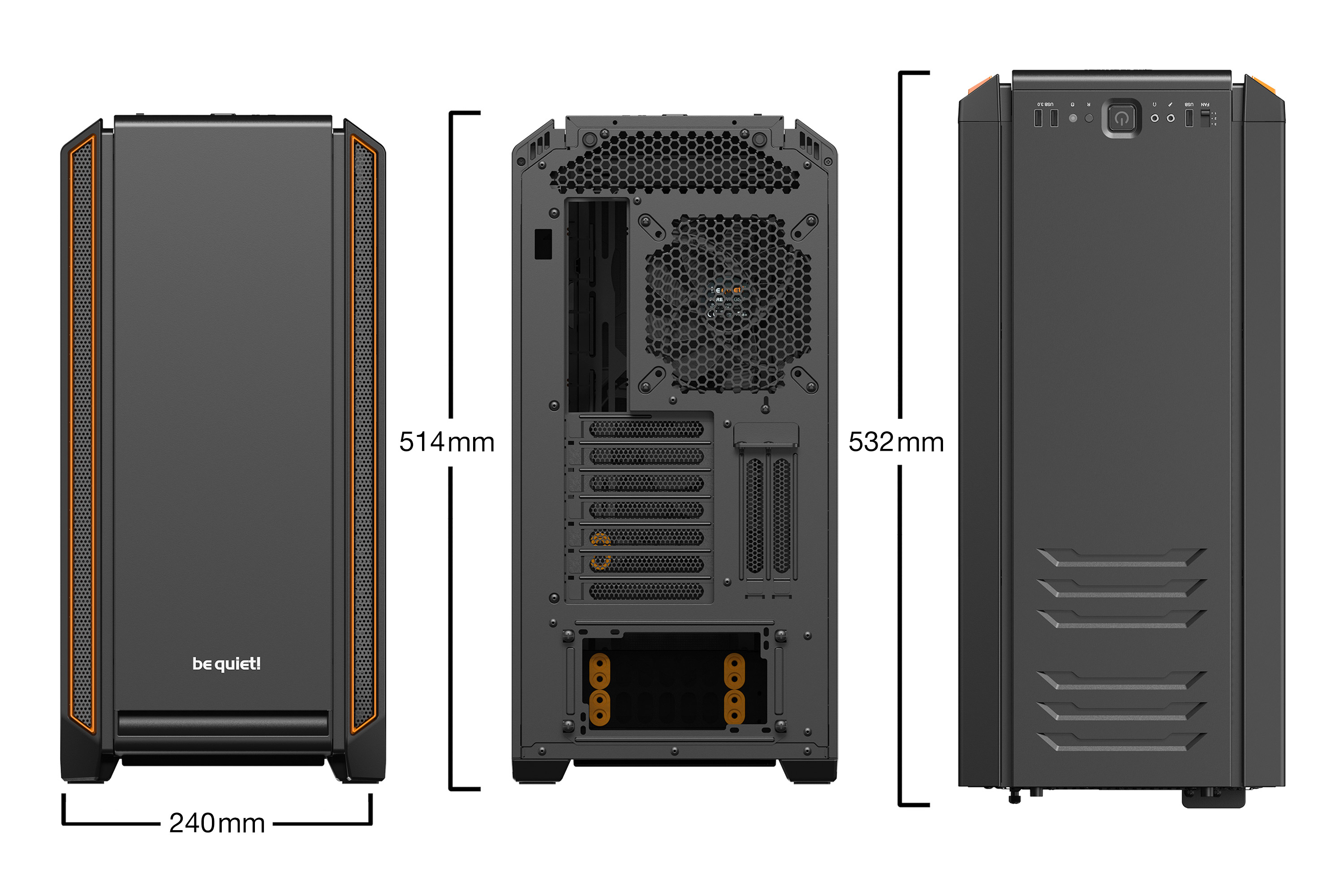 be quiet! Silent Base 601 Window Midi Tower Black, Orange image 2