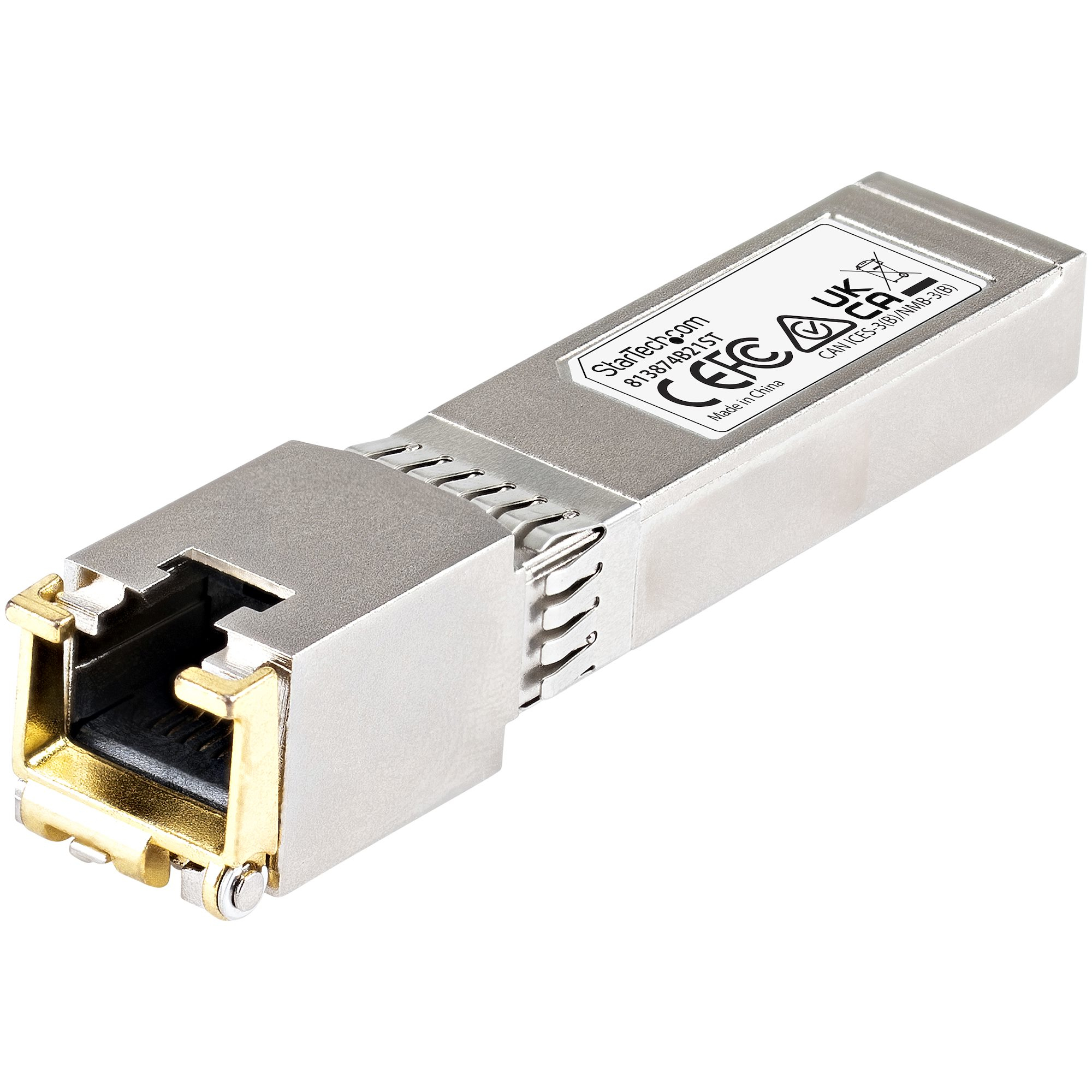 StarTech.com HPE 813874-B21 Compatible SFP+ Module, 10GBASE-T, SFP to RJ45 Cat6/Cat5e, 10GE Gigabit Ethernet SFP+, RJ-45 (Copper) 30m, HPE BladeSystem, c-Class, Mini GBIC SFP+ Transceiver - Lifetime Warranty (813874B21ST) - SFP+ transceiver module (equivalent to: HP 813874-B21) - 10GbE - 10GBase-T - RJ-45 - up to 30 m