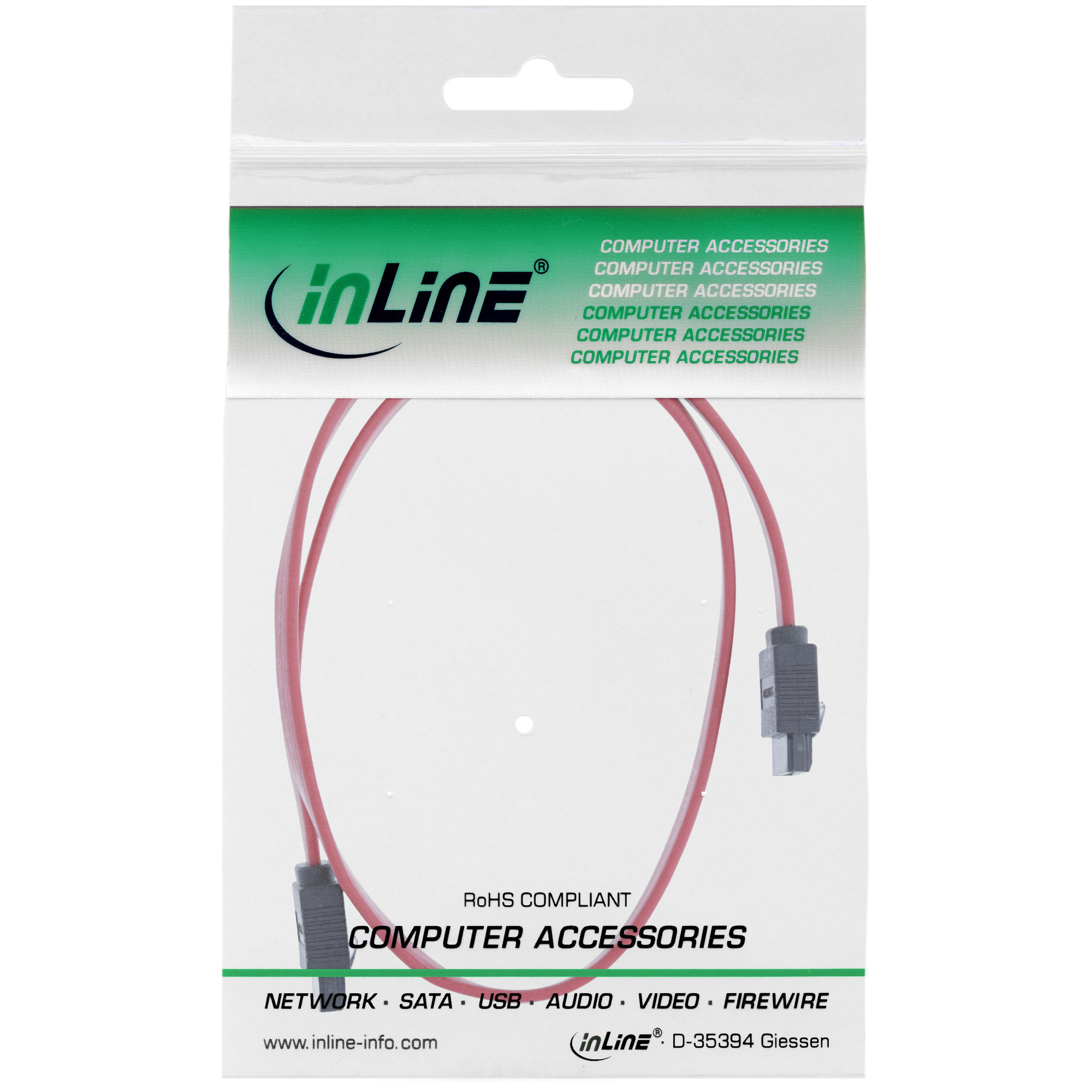 Resim InLine 27305 SATA I Kablo, 0.5m, Kırmızı