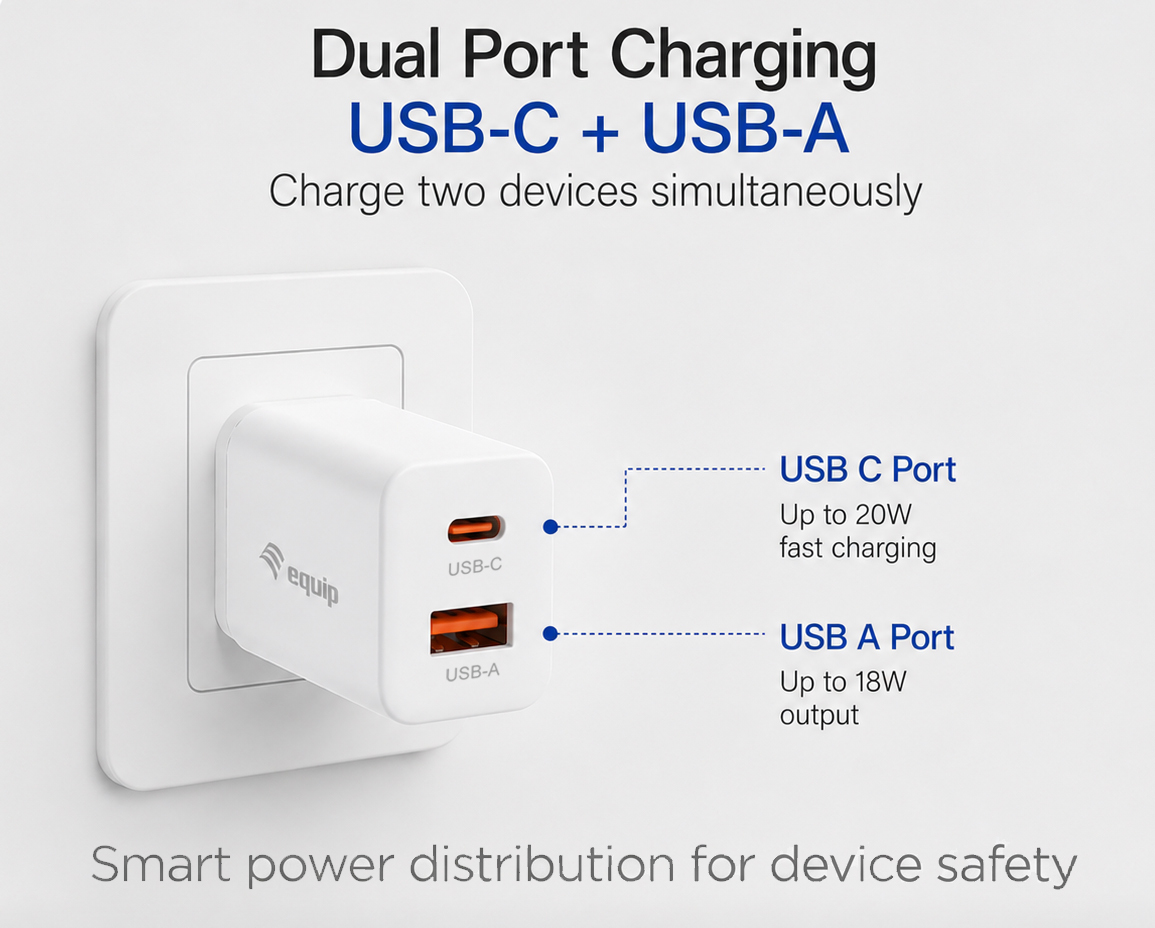 Equip 2-Port 20W GaN USB PD Charger, USB-C x 1, USB-A x 1 – image 4