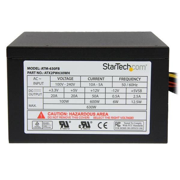 StarTech.com 630 Watt ATX12V 2.3 80 Plus Computer Power Supply w/ Active PFC – image 3