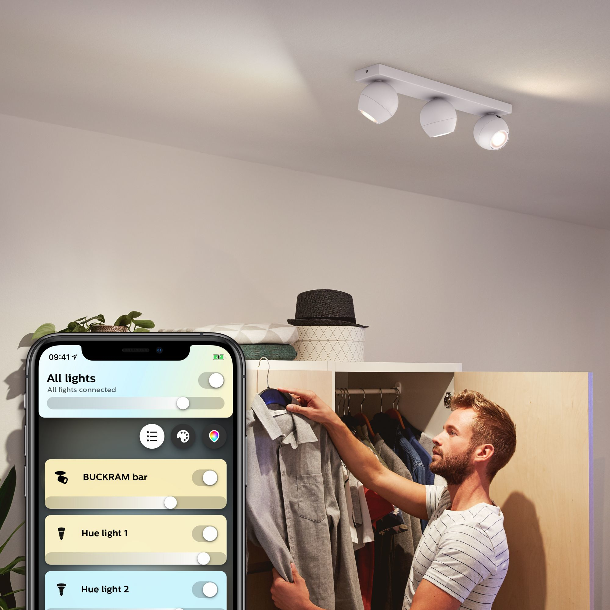 Philips by Signify Philips Hue White ambience Buckram triple spotlight – image 5