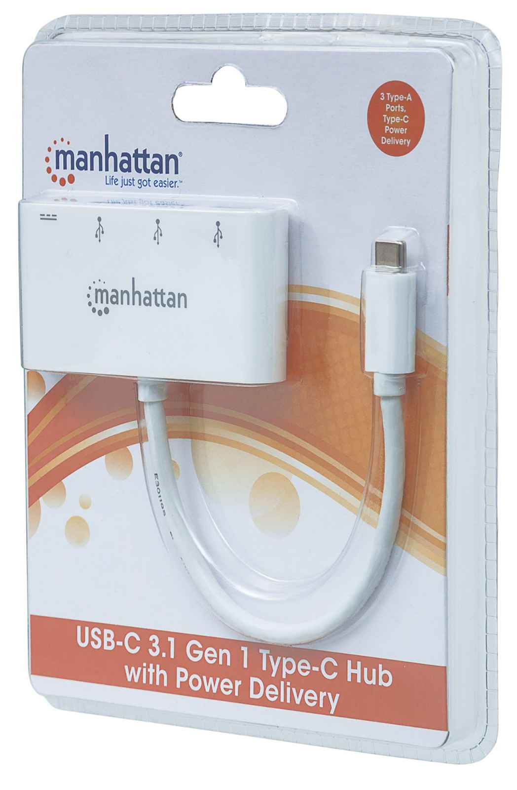 Manhattan USB-C Dock/Hub, Ports (x4): USB-A (x3) and USB-C, 5 Gbps (USB 3.2 Gen1 aka USB 3.0), With Power Delivery (60W) to USB-C Port (Note additional USB-C wa – image 6